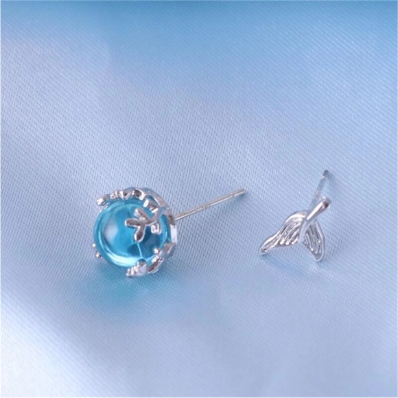 Korean New Style Asymmetric Fishtail Mermaid Bubble Foam Ladies Earrings - Picture 6 of 8